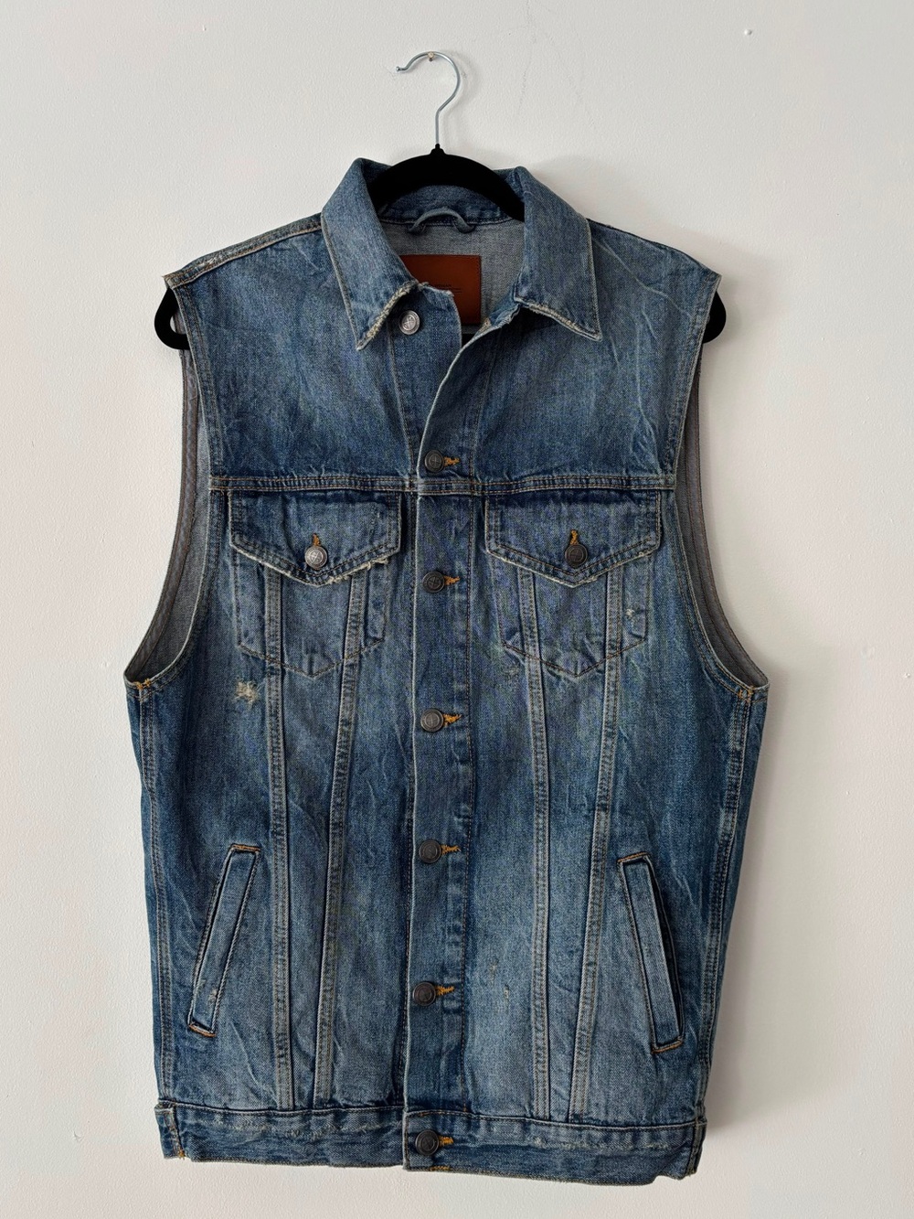Zara Woman Premium Denim Collection Sleeveless Trucker Vest Jacket Blue Size M